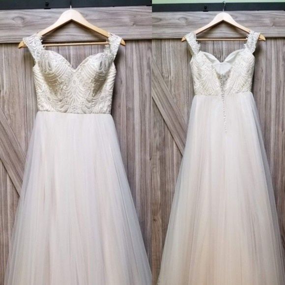 BHLDN Carrafina Full Tulle Ballgown White Wedding Dress Cathedral Veils - Picture 1 of 16